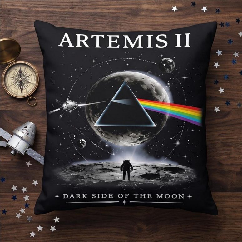 Pink Floyd Pillow Cover - Artemis II Dark Side of the Moon Space Mission Pink Floyd Pillow Cover - Artemis II Dark Side of the Moon Space Mission