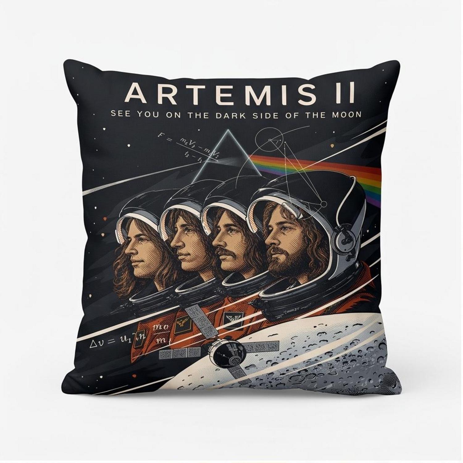 Pink Floyd Pillow Cover - Artemis II See You On The Dark Side Of The Moon Pink Floyd Pillow Cover - Artemis II See You On The Dark Side Of The Moon