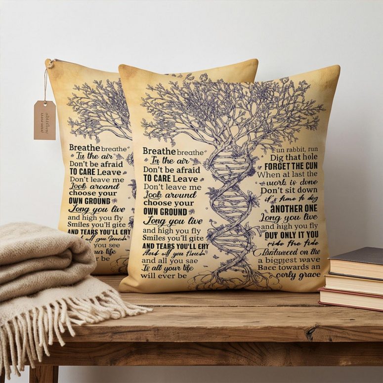 Pink Floyd Pillow Cover - Breathe Lyrics