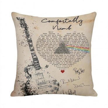 Pink Floyd Pillow Cover - Comfortably Numb Lyrics Band Signatures