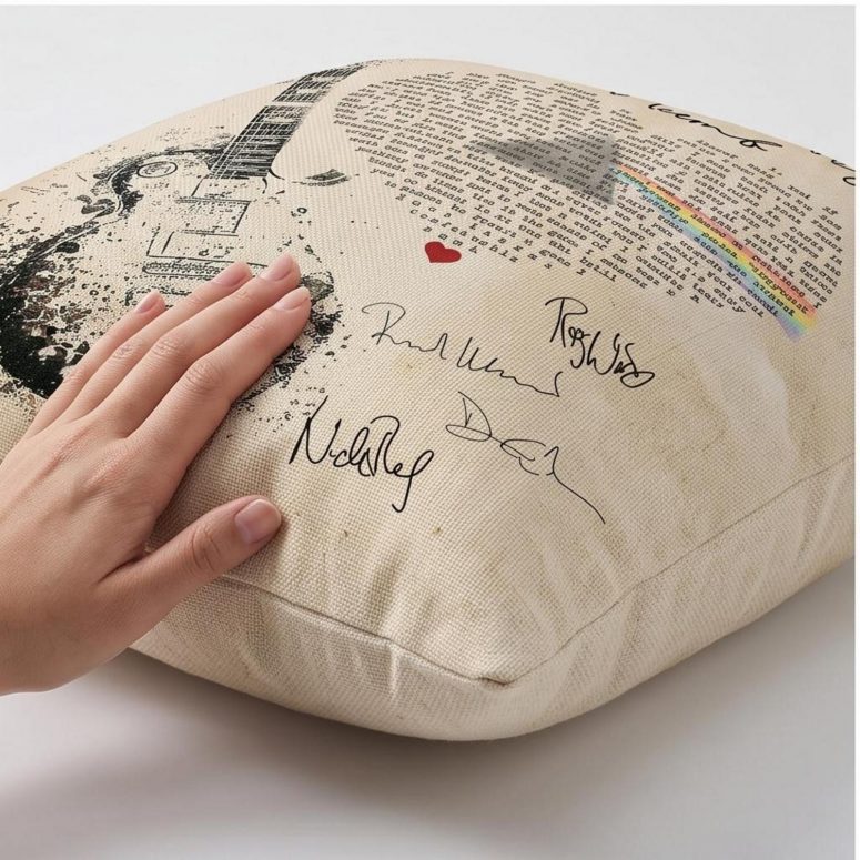 Pink Floyd Pillow Cover - Comfortably Numb Lyrics Band Signatures Pink Floyd Pillow Cover - Comfortably Numb Lyrics Band Signatures