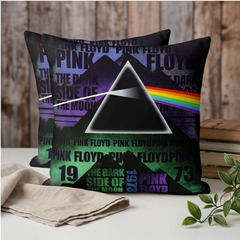 Pink Floyd Pillow Cover - Dark Side of The Moon 1973 Pyramid Prims