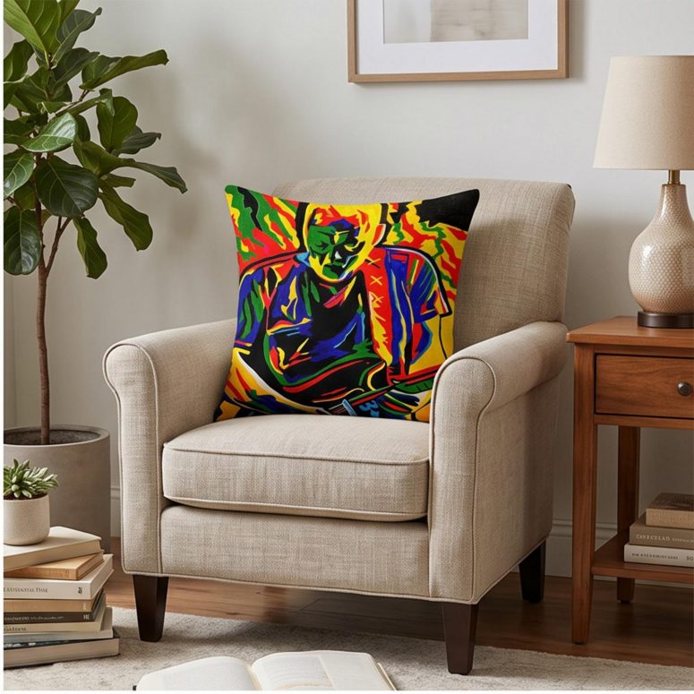 Pink Floyd Pillow Cover - David Gilmour Legend Abstract Art Pink Floyd Pillow Cover - David Gilmour Legend Abstract Art