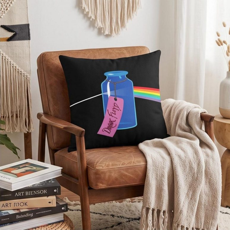 Pink Floyd Pillow Cover - Drink Floyd Alice in Wonderland Meets TDSOTM Pink Floyd Pillow Cover - Drink Floyd Alice in Wonderland Meets TDSOTM