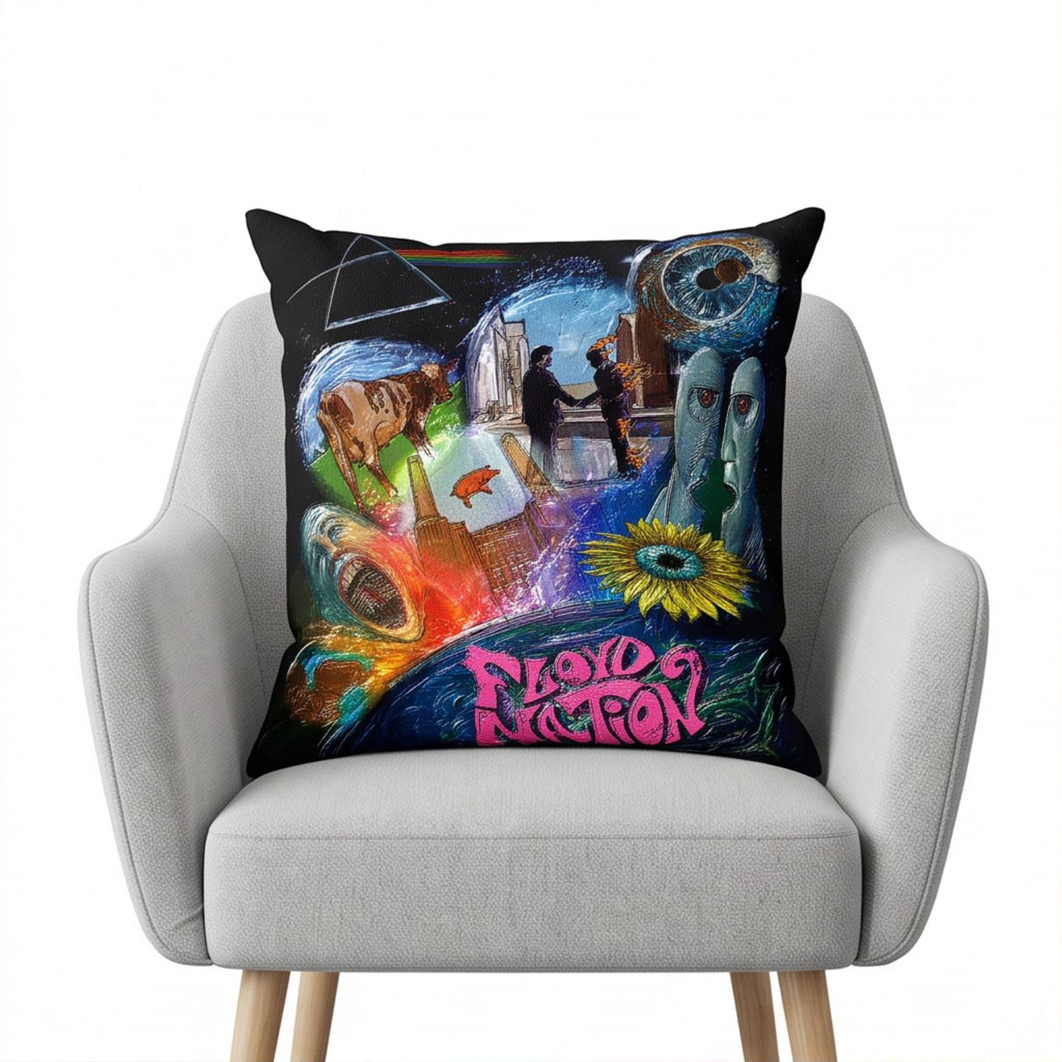 Pink Floyd Pillow Cover - DSOTM WYWH Animals Album Collage oil painting Pink Floyd Pillow Cover - DSOTM WYWH Animals Album Collage oil painting