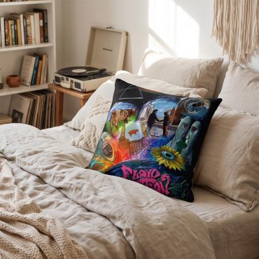 Pink Floyd Pillow Cover - DSOTM WYWH Animals Album Collage oil painting
