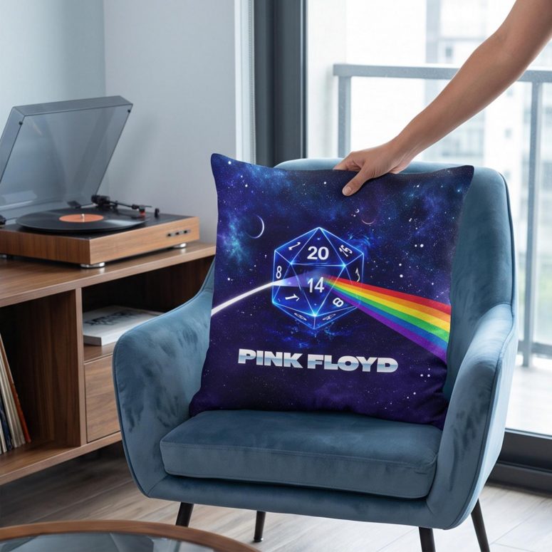 Pink Floyd Pillow Cover - DSOTM x Dungeons and Dragons Dice