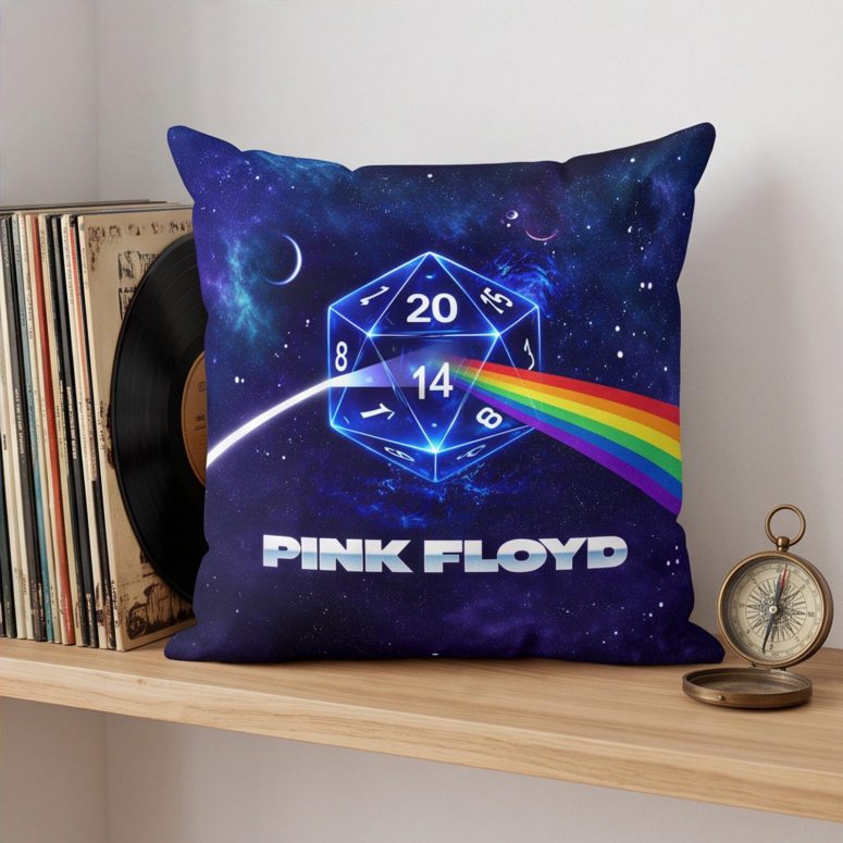 Pink Floyd Pillow Cover - DSOTM x Dungeons and Dragons Dice