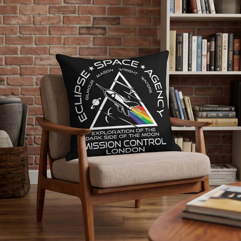 Pink Floyd Pillow Cover - Eclipse Space Agency Exploration of TDSOTM Mission Control London