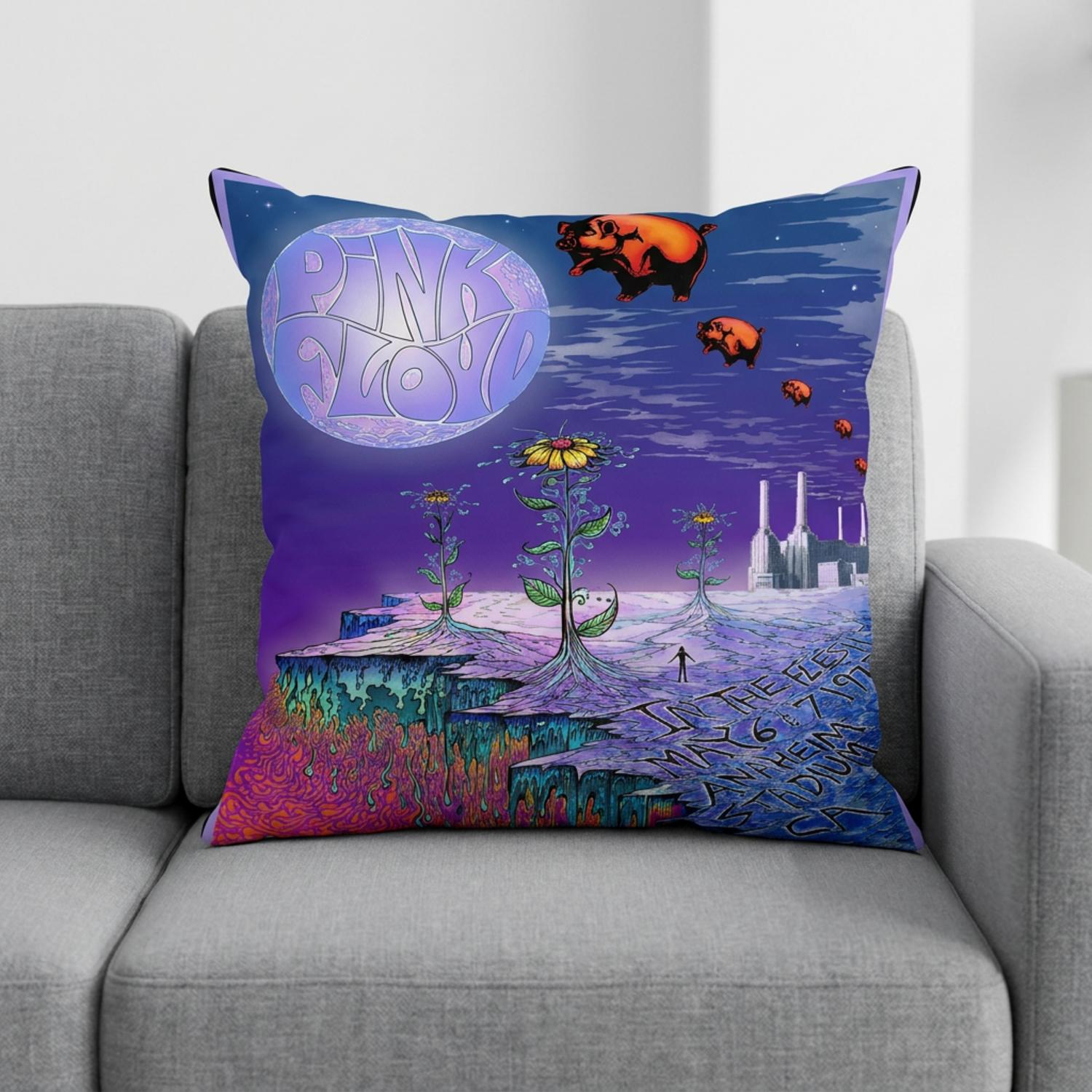 Pink Floyd Pillow Cover - In The Flesh Tour 1977 Anaheim Stadium LA CA Pink Floyd Pillow Cover - In The Flesh Tour 1977 Anaheim Stadium LA CA