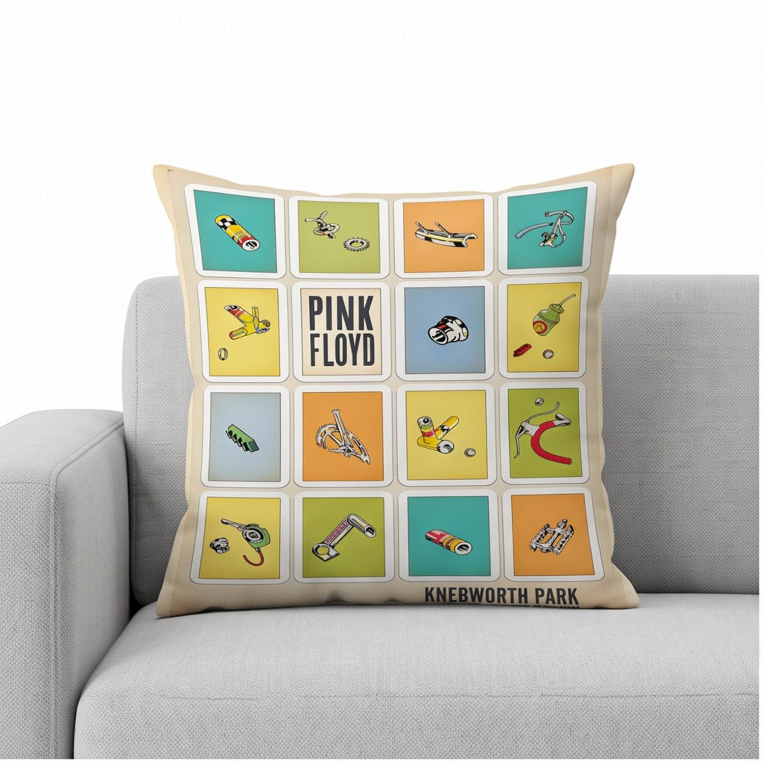 Pink Floyd Pillow Cover - Knebworth Park Bicycle Parts 1975 Pink Floyd Pillow Cover - Knebworth Park Bicycle Parts 1975