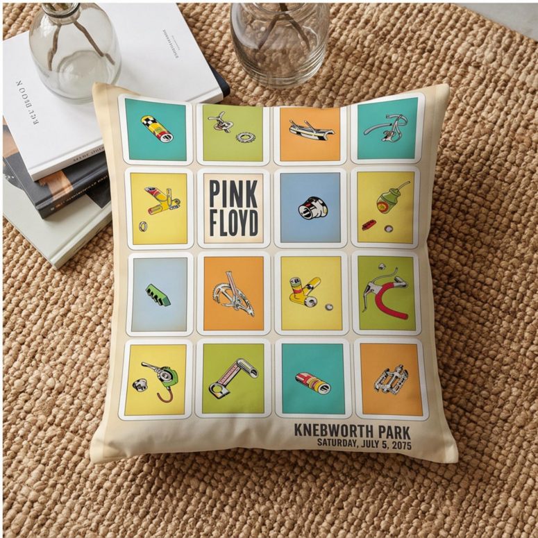 Pink Floyd Pillow Cover - Knebworth Park Bicycle Parts 1975 Pink Floyd Pillow Cover - Knebworth Park Bicycle Parts 1975