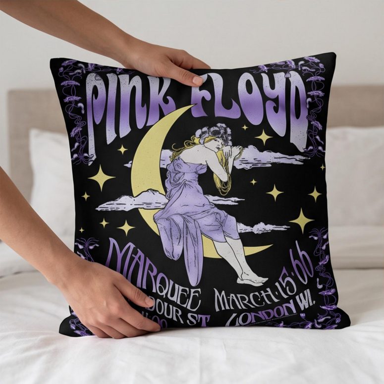 Pink Floyd Pillow Cover - Moon Girl Marquee March 15 66 London