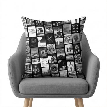 Pink Floyd Pillow Cover - Pink Floyd Artwork Poster Collage Black White