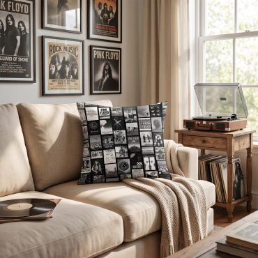 Pink Floyd Pillow Cover - Pink Floyd Artwork Poster Collage Black White