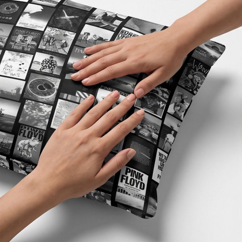 Pink Floyd Pillow Cover - Pink Floyd Artwork Poster Collage Black White