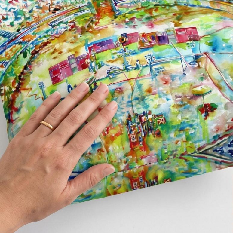 Pink Floyd Pillow Cover - Pink Floyd in concert at Pompeii Watercolor Pink Floyd Pillow Cover - Pink Floyd in concert at Pompeii Watercolor