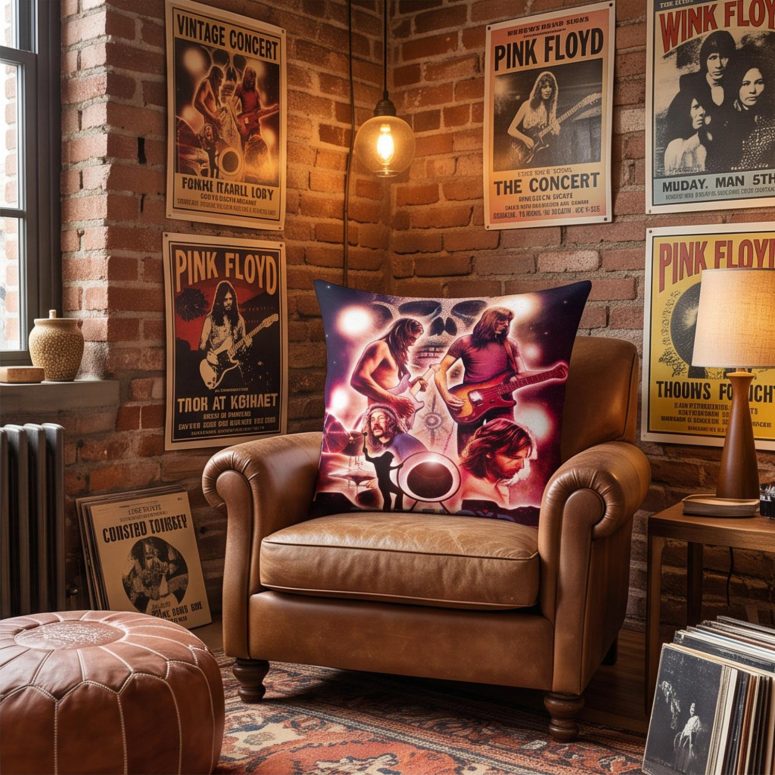 Pink Floyd Pillow Cover - Pink Floyd Live At PomPeii Illustration
