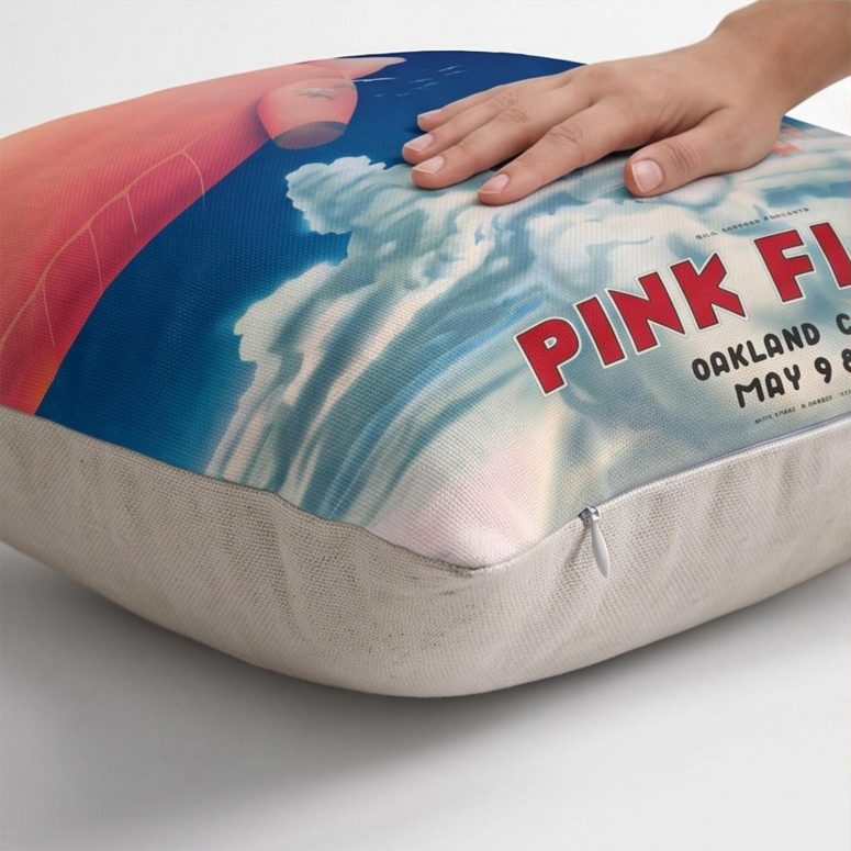 Pink Floyd Pillow Cover - Pink Floyd Oakland Coliseum Poster Pink Floyd Pillow Cover - Pink Floyd Oakland Coliseum Poster