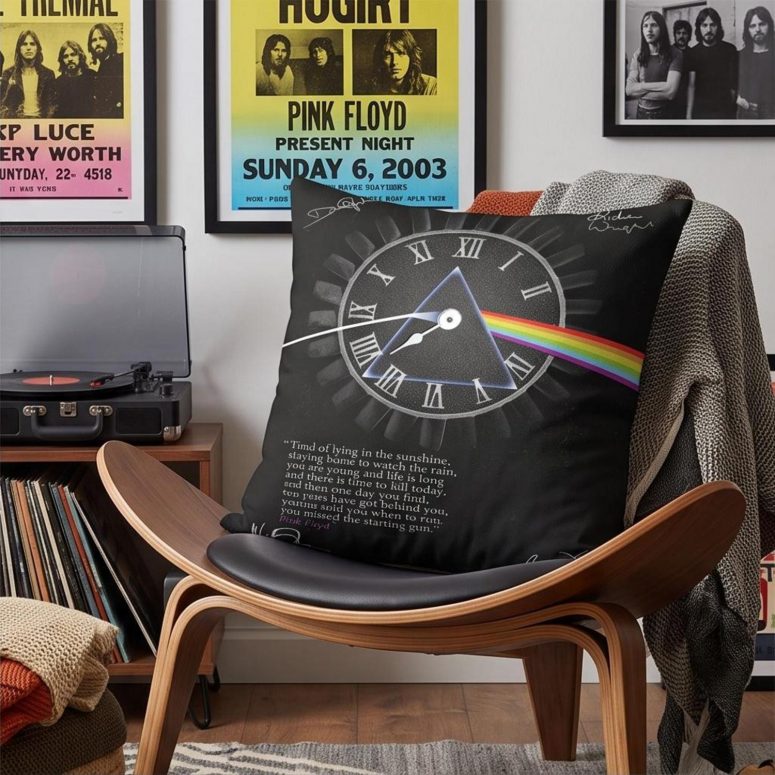 Pink Floyd Pillow Cover - Pink Floyd quote Time Art Pre Signed Pink Floyd Pillow Cover - Pink Floyd quote Time Art Pre Signed