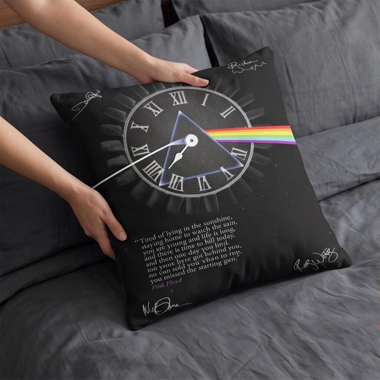 Pink Floyd Pillow Cover - Pink Floyd quote Time Art Pre Signed Pink Floyd Pillow Cover - Pink Floyd quote Time Art Pre Signed
