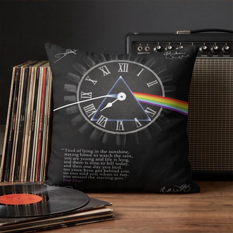 Pink Floyd Pillow Cover - Pink Floyd quote Time Art Pre Signed Pink Floyd Pillow Cover - Pink Floyd quote Time Art Pre Signed