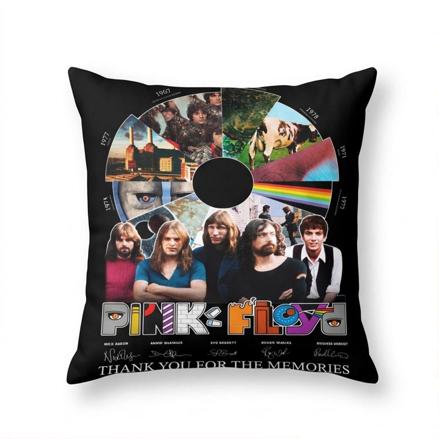 Pink Floyd Pillow Cover - Pink Floyd Shirt Time Line Album Collage Signature Pink Floyd Pillow Cover - Pink Floyd Shirt Time Line Album Collage Signature