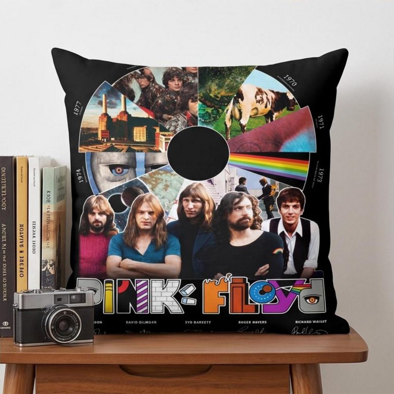 Pink Floyd Pillow Cover - Pink Floyd Shirt Time Line Album Collage Signature Pink Floyd Pillow Cover - Pink Floyd Shirt Time Line Album Collage Signature