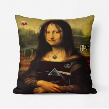Pink Floyd Pillow Cover - TDSOTM Vinyl Disk Animals Atom Heart Mother Monalisa Parody