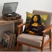 Pink Floyd Pillow Cover - TDSOTM Vinyl Disk Animals Atom Heart Mother Monalisa Parody