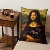 Pink Floyd Pillow Cover - TDSOTM Vinyl Disk Animals Atom Heart Mother Monalisa Parody