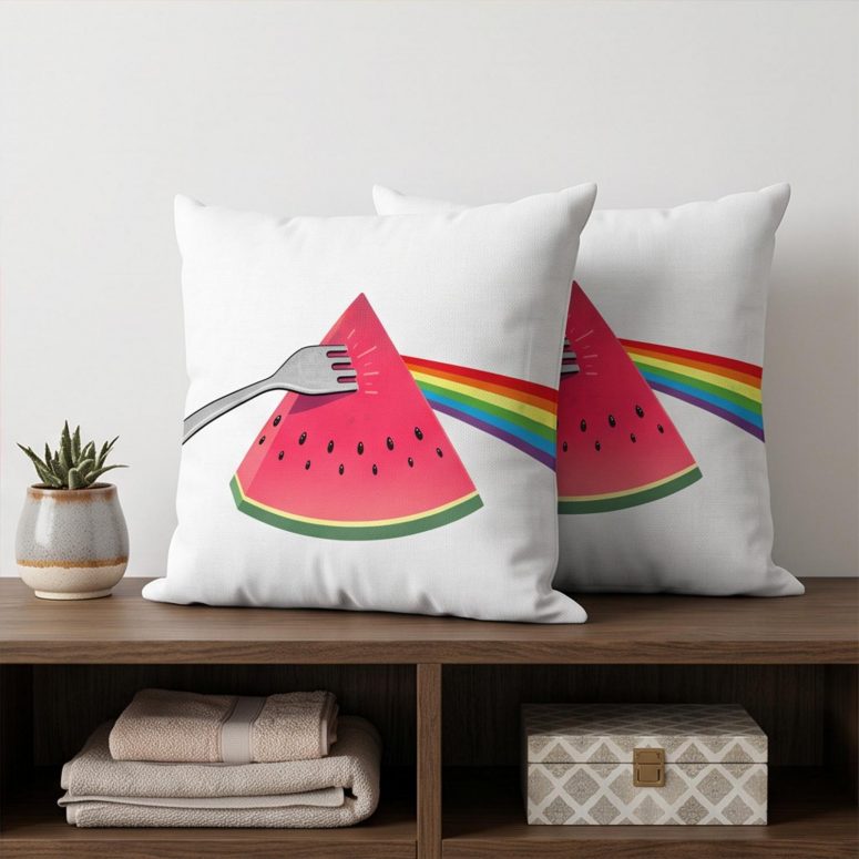 Pink Floyd Pillow Cover - The Fork Side of the Watermelon
