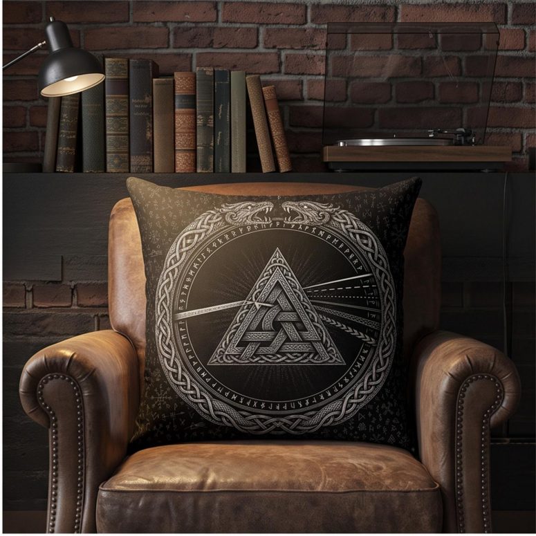 Pink Floyd Pillow Cover - Viking Valknut Dark Side Of The Moon Pink Floyd Pillow Cover - Viking Valknut Dark Side Of The Moon