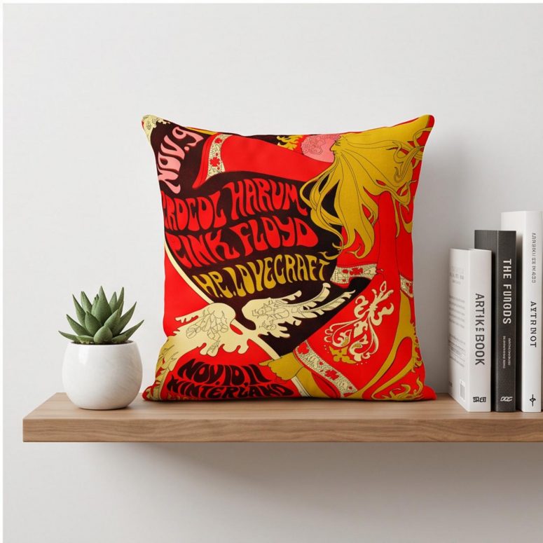 Pink Floyd Pillow Cover - Vintage Concert Poster from Fillmore Auditorium Pink Floyd Pillow Cover - Vintage Concert Poster from Fillmore Auditorium