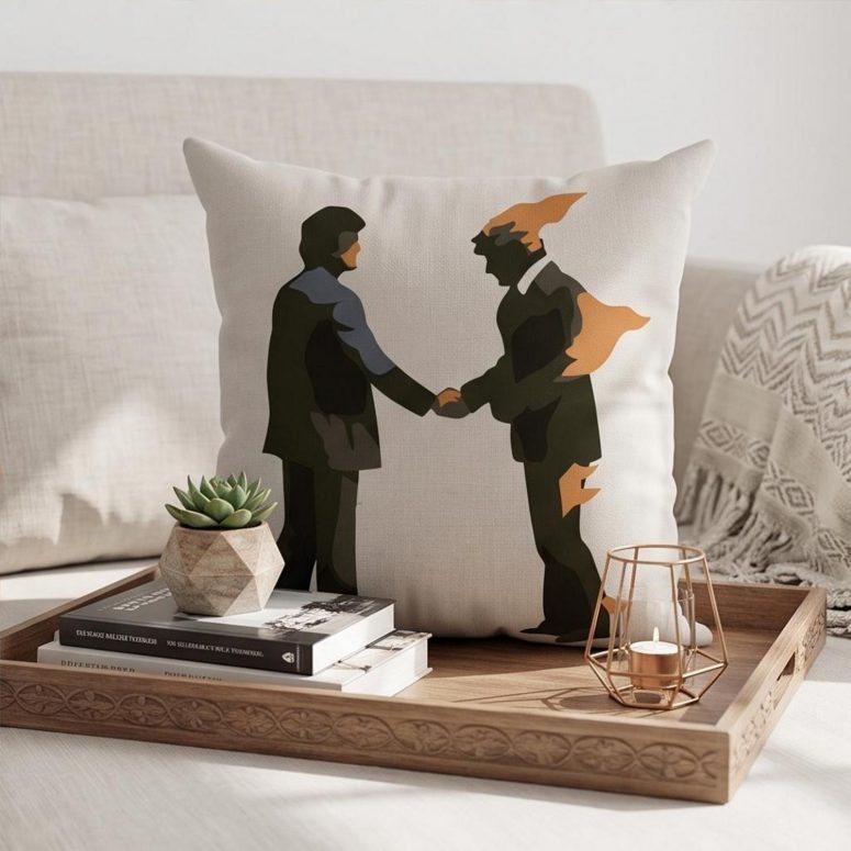 Pink Floyd Pillow Cover - Wish You Were Here Burning Man Pink Floyd Pillow Cover - Wish You Were Here Burning Man