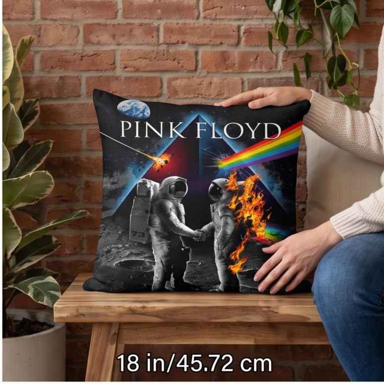 Pink Floyd Pillow Cover - Wish You Were Here DSOTM Astronaut Handshake