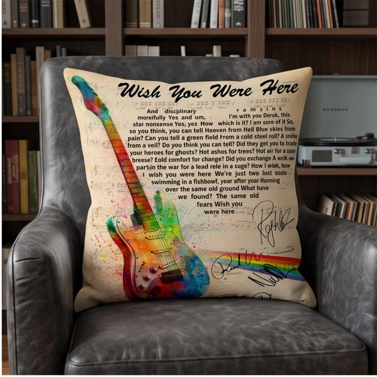 Pink Floyd Pillow Cover - Wish You Were Here Pink Floyd Sign Guitar