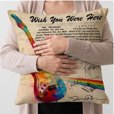 Pink Floyd Pillow Cover - Wish You Were Here Pink Floyd Sign Guitar
