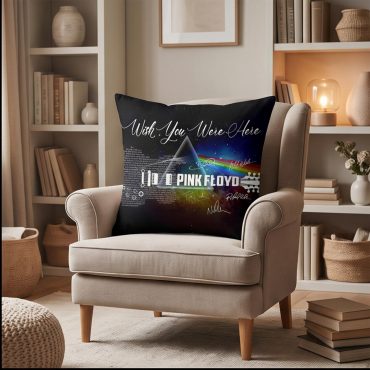 Pink Floyd Pillow Cover - Wish You Were Here With Guitar Typography And Signatures
