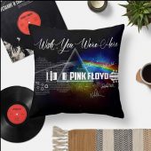 Pink Floyd Pillow Cover - Wish You Were Here With Guitar Typography And Signatures Pink Floyd Pillow Cover - Wish You Were Here With Guitar Typography And Signatures