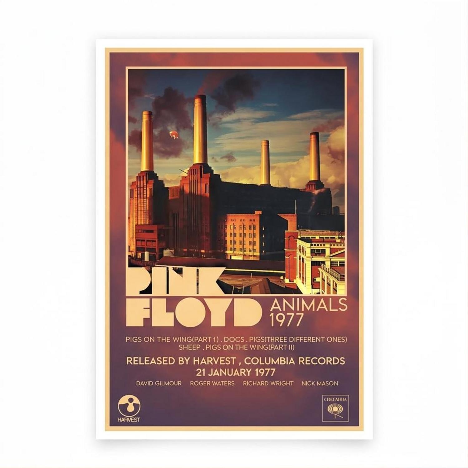 Pink Floyd Poster - 1977 Animals Album Pink Floyd Poster - 1977 Animals Album
