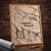 Pink Floyd Poster - Album Collage Sketch