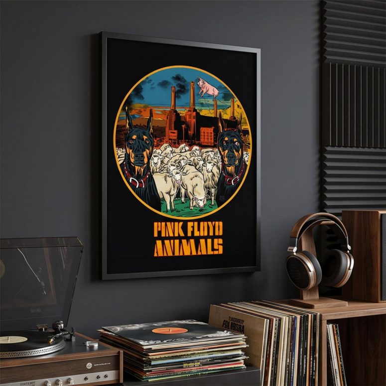 Pink Floyd Poster - Animals Dog Sheep Pig trippy
