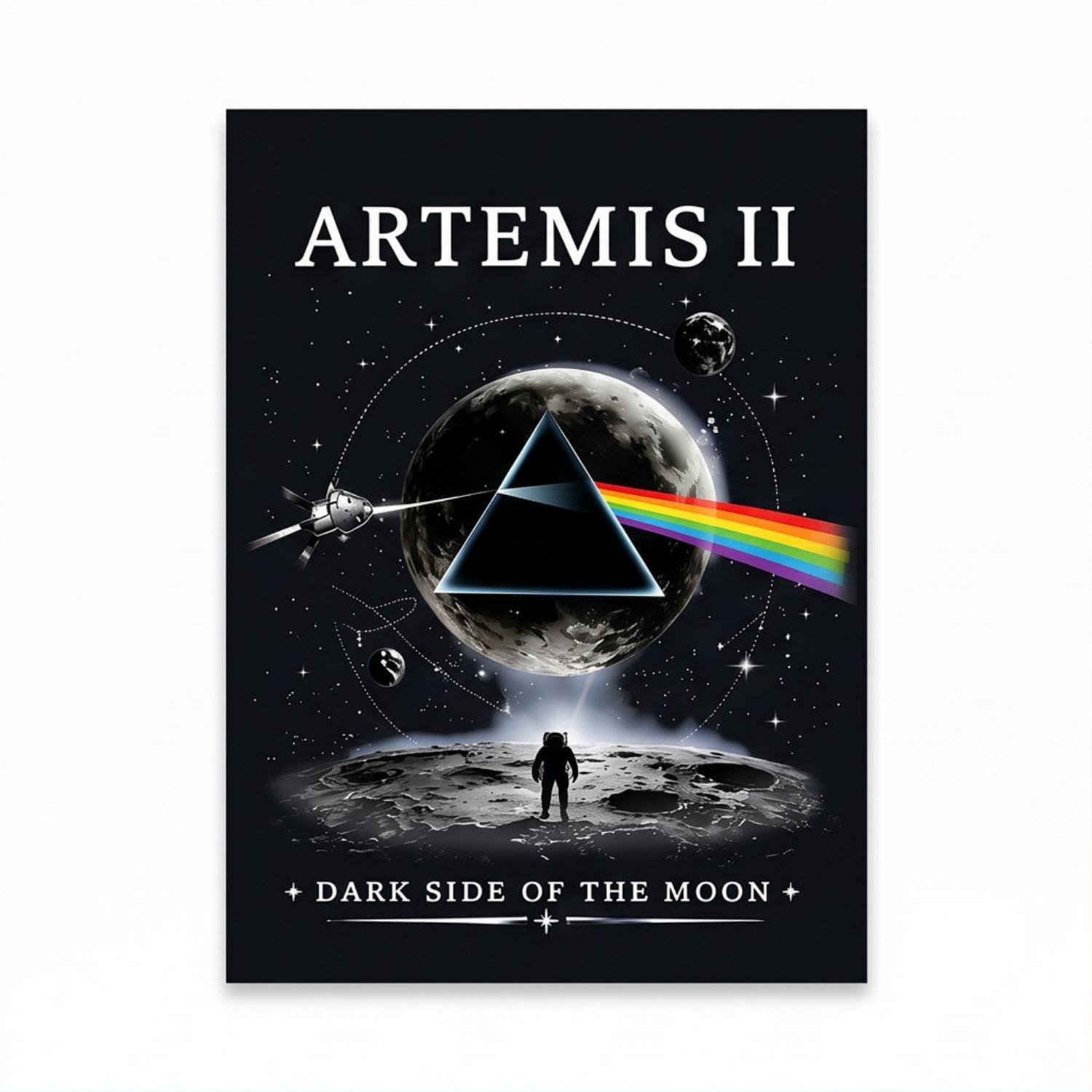 Pink Floyd Poster - Artemis II Dark Side of the Moon Space Mission Pink Floyd Poster - Artemis II Dark Side of the Moon Space Mission