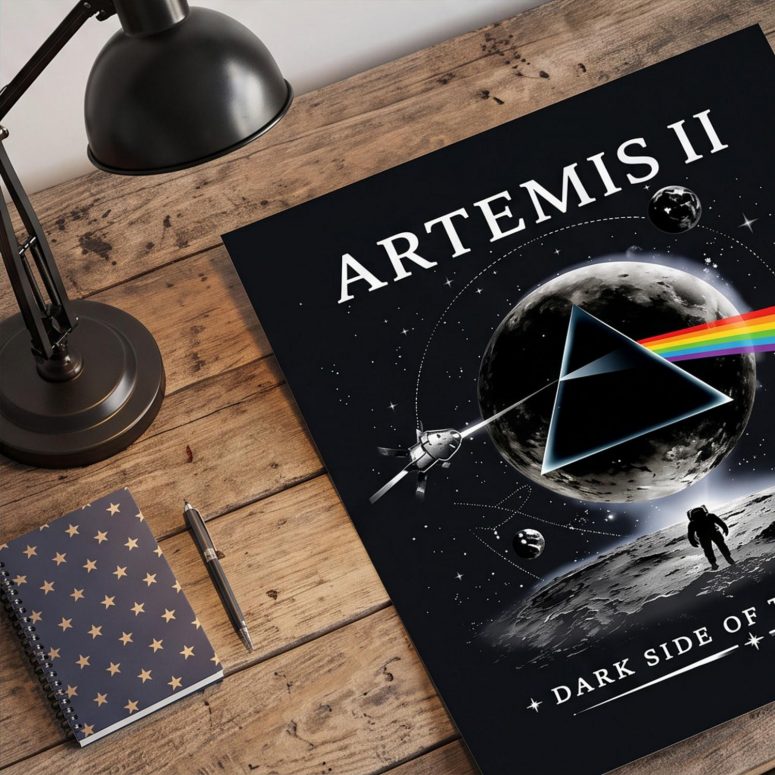 Pink Floyd Poster - Artemis II Dark Side of the Moon Space Mission Pink Floyd Poster - Artemis II Dark Side of the Moon Space Mission
