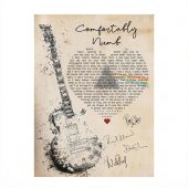 Pink Floyd Poster - Comfortably Numb Lyrics Band Signatures