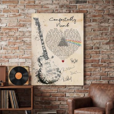 Pink Floyd Poster - Comfortably Numb Lyrics Band Signatures