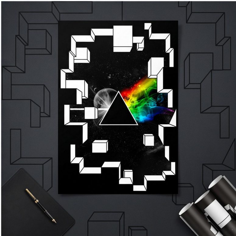 Pink Floyd Poster - Dark Side of the Moon Galaxy Break Wall