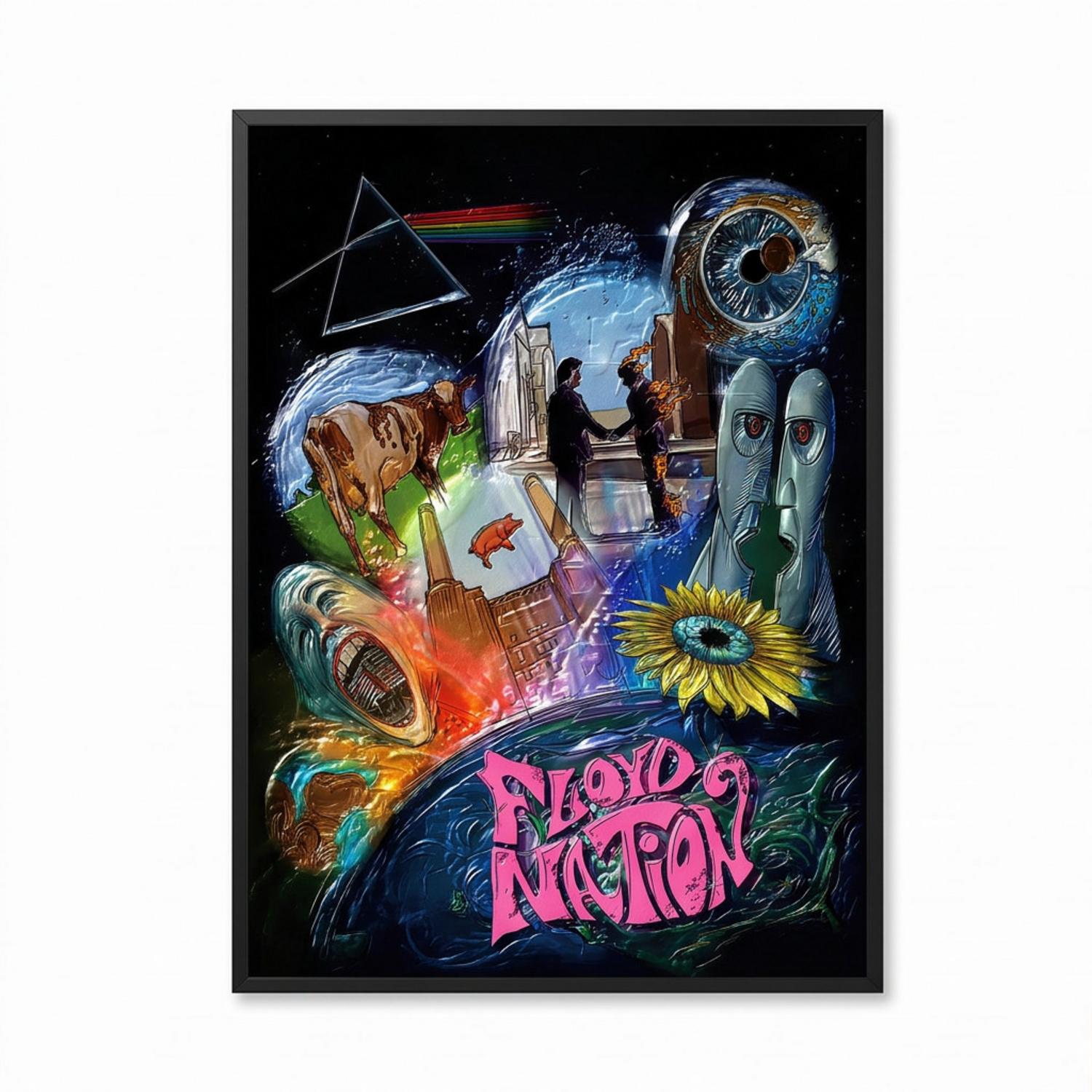 Pink Floyd Poster - DSOTM WYWH Animals Album Collage oil painting Pink Floyd Poster - DSOTM WYWH Animals Album Collage oil painting