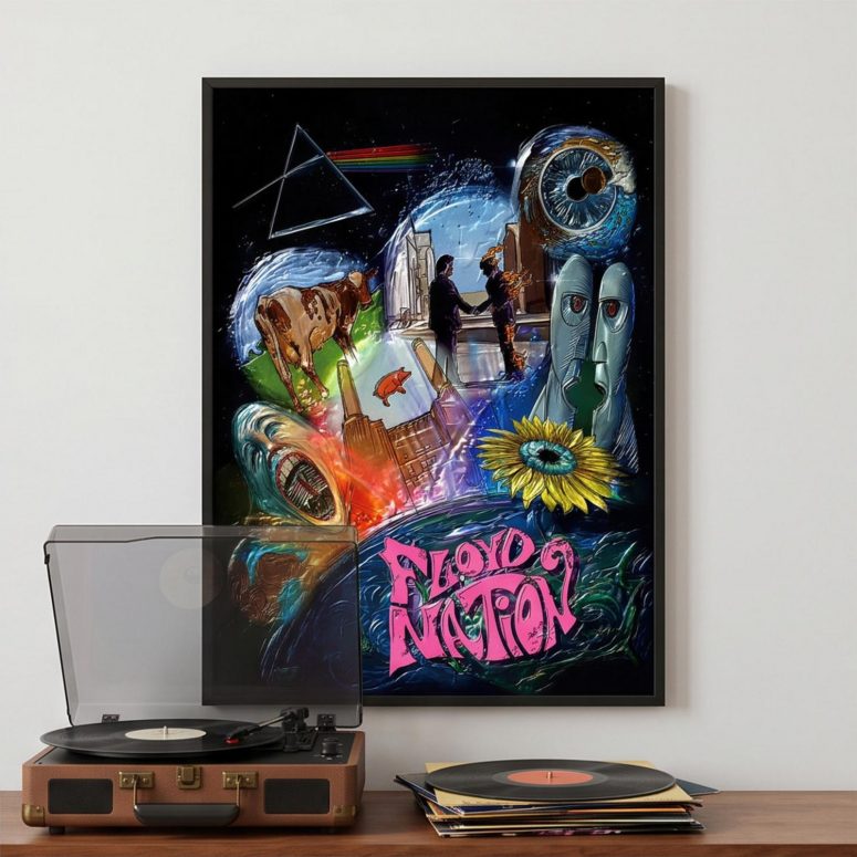 Pink Floyd Poster - DSOTM WYWH Animals Album Collage oil painting Pink Floyd Poster - DSOTM WYWH Animals Album Collage oil painting